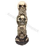 The Hear-no, See-no, Speak-no Evil Skull Statue Sculpture Figure Skeleton Limited