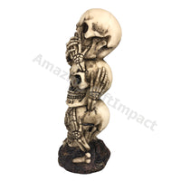 The Hear-no, See-no, Speak-no Evil Skull Statue Sculpture Figure Skeleton Limited