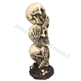 The Hear-no, See-no, Speak-no Evil Skull Statue Sculpture Figure Skeleton Limited