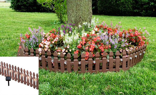 Pacific Giftware Eco-friendly Solar Powered Rechargeable Plastic Garden Edging Border Fence Panel Set of 4