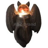 Vampire Winged Red Eye Standing Cat Gargoyle Candle Holder Statue Figurine Gothic Myth Fantasy Sculpture Decor