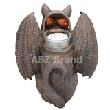 Vampire Winged Red Eye Standing Cat Gargoyle Candle Holder Statue Figurine Gothic Myth Fantasy Sculpture Decor