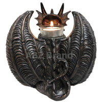 Guardian Winged Red Eye Standing Dragon Gargoyle Candle Holder Statue Figurine Gothic Myth Fantasy Sculpture Decor
