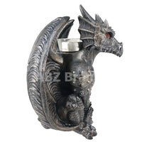 Guardian Winged Red Eye Standing Dragon Gargoyle Candle Holder Statue Figurine Gothic Myth Fantasy Sculpture Decor