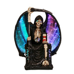 Grim Reaper Crystal Ball Fiber Optic Statue Figurine Gothic Myth Fantasy Sculpture Decor Battery Operated