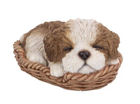 Puppy in Wicker Basket Pet Pals Collectible Dog Figurine 6.5 Inches L