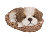 Puppy in Wicker Basket Pet Pals Collectible Dog Figurine 6.5 Inches L
