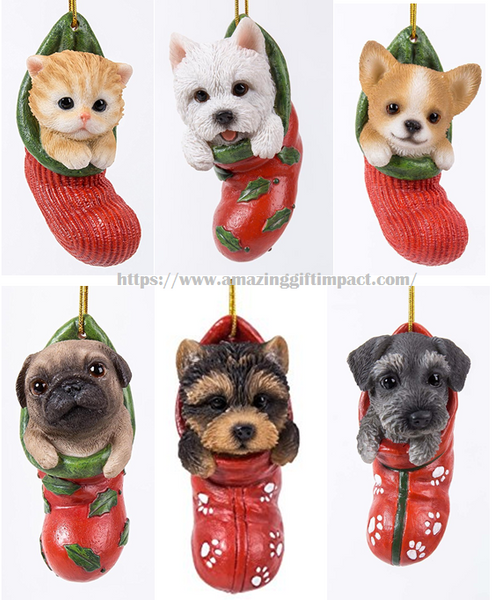 Kitten/Puppy Decorative Holiday Festive Christmas Hanging Ornament