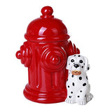 Firehouse Dalmatians and Fire Hydrant Ceramic Cookie Jar Kitchen Counter Decor 8.5 Inch Tall
