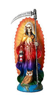 Santa Muerte Saint of Holy Death Standing Religious Statue 7.25 Inch Rainbow Tunic Seven Powers Santisima Muerte Sculpture