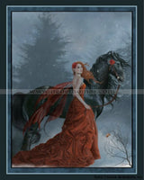 Rose Echoes Fairy with Black Horse Figurine by Nene Thomas Art Inspiration Official Licensed Collectible 10 Inch Tall