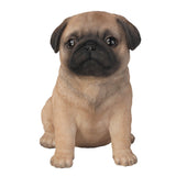 Adorable Seated Pug Puppy Collectible Figurine Amazing Dog Likeness Hand Painted Resin 6.5 inch Figurine Great for Dog Lovers Tabletop Decor