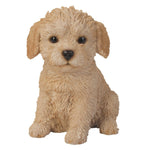 Adorable Seated Labradoodle Puppy Collectible Figurine Amazing Dog Likeness Hand Painted Resin 6.5 inch Figurine Great for Dog Lovers Tabletop Decor