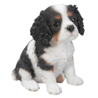 Adorable Seated King Charles Spaniel Puppy Collectible Figurine Amazing Dog Likeness Hand Painted Resin 6.5 inch Figurine Great for Dog Lovers Tabletop Decor
