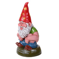 New Hippie Gnome Defecating "Organically Home Grown" Garden Squatter Gnome Statue 4H …