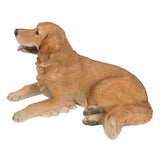Realistic Life Size Golden Retriever Statue Detail Sculpture Glass Eyes Hand Painted Resin 24 inch Figurine Home Decor Amazing Likeness