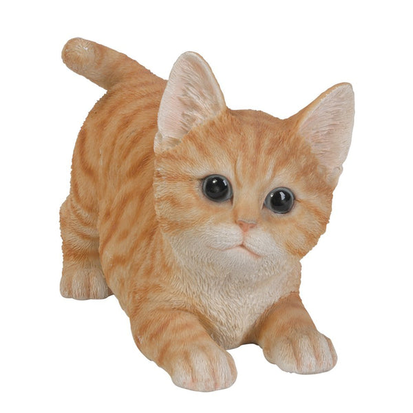 Realistic and Playful Orange Tabby Kitten Collectible Figurine Amazing Detail Glass Eyes Hand Painted Resin Life Size 8 inch Figurine Perfect for Cat Lover Collectible