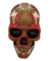Golden Celtic Lion Skull Bank Hand Painted Resin Figurine