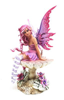 Amy Brown Licensed Magenta Mushroom Fairy Sculpture Home Decor Figurine