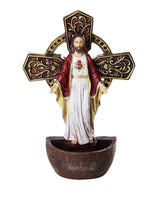 The Sacred Heart of Jesus Holy Water Font Religious Sacrament Wall Decor 6.75 inches