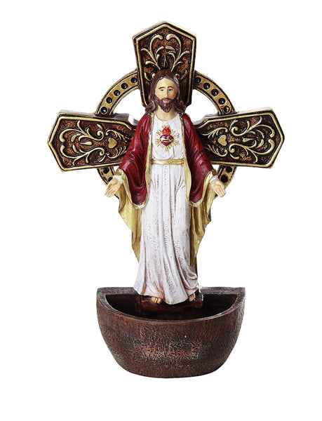 The Sacred Heart of Jesus Holy Water Font Religious Sacrament Wall Decor 6.75 inches