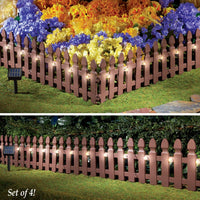 Pacific Giftware Eco-friendly Solar Powered Rechargeable Plastic Garden Edging Border Fence Panel Set of 4