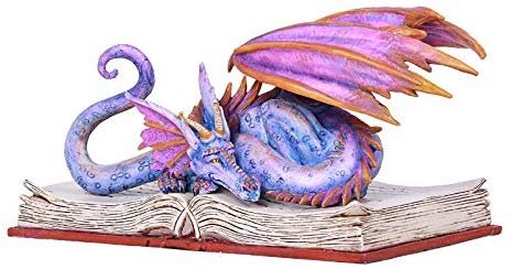 Pacific Giftware Amy Brown Book Purple Dragon Book Wyrm Dragon Statue Home Decor