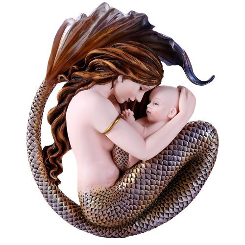 Pacific Giftware Selina Fench Motherhood Mother Mermaid and Baby Wall Sculpture Plaque Decorative 8.5 Inch