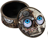Pacific Giftware Steampunk Gearwork Skeleton Droid with Moving Eyeballs Lidded Round Box Decorative Trinket Stash Box