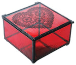 YTC 4 Inch Red Colored Glass Heart Decoration Trinket Novelty Box