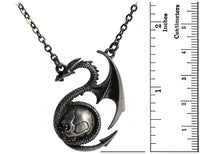 Masada Jewelry, Pewter Dragon with Man Skull Pendant Necklace