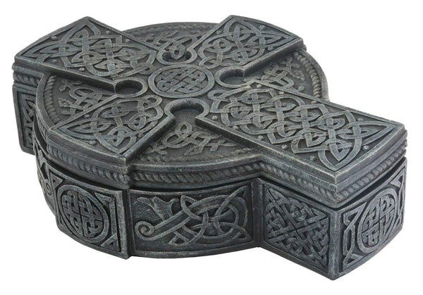 Celtic Cross Box - Collectible Tribal Container Statue Figurine