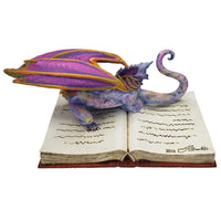Book Wyrmill Dragon Text Book Statue by Amy Brown Studying Mystical Purple Drago