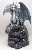 Pacific Giftware 12" h Quiksilver Dragon with LED Light Fronze Blue Crystal