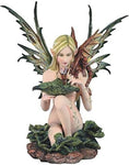 StealStreet SS-G-91821 Fairy Sitting Down with Red Dragon on Shoulder Figurine, 13.75"