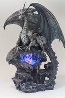 Pacific Giftware 12" h Quiksilver Dragon with LED Light Fronze Blue Crystal