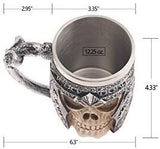 Medieval Time Helmet Viking Warrior Skull Head 11oz Stainless Steel Stern Tankard Drinking Mug for Beer, Coffee and Beverage