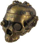 Steampunk Skull Ashtray Trinket Box with Lid Statue