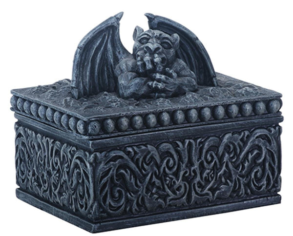 YTC 3.75 Inch Pensive Mythical Gargoyle Gray Treasure Trinket Box