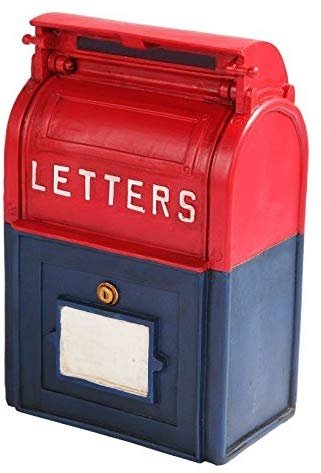 PTC 6.25 Inch Resin Mailbox Savings Piggy/Coin/Money Bank, Red and Blue