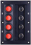X-Haibei Marine Boat Rocker Switch Panel Round Button ON-Off Red LED 4 Way Circuit Breaker
