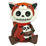 SUMMIT COLLECTION Furrybones Reddington Signature Skeleton in Red Panda Costume Holding a Black and White Panda Doll