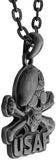 Masada Jewelry, Air Force Skull Crossbones Pendant Necklace Lead Free Alloy