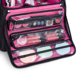 KIOTA Makeup Artist Case on Wheels, Soft Cosmetic Case with Trolley and Removable Storage Pockets for Beauty Products, Side Compartments with Zippers