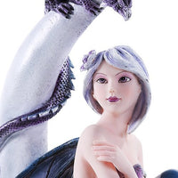 Pacific Giftware Celestial Fairy Seated on Crescent Moon with Fantasy Dragon Figurine 13 Inch