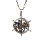 STEAMPUNK NAVAL HELM NECKLACE PENDANT PEWTER ALLOY