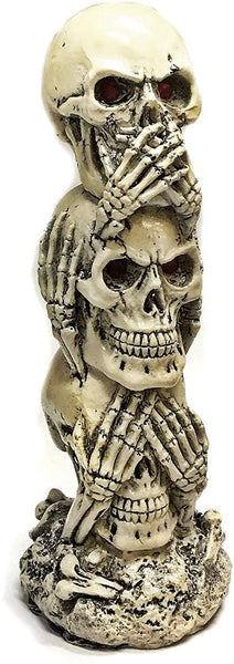 Bellaa 26980 The Hear-no, See-no, Speak-no Evil Skull Statue