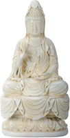 7 Inch Cream Toned Cold Cast Resin"Seated Meditating Kuan Yin, Small