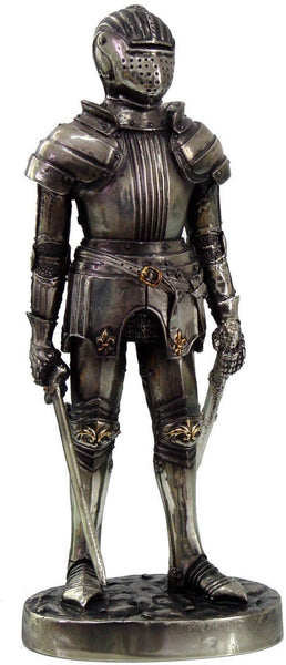 PTC 7 Inch Armored Medieval Knight with Dual Swords Statue Figurine