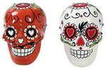 Pacific Giftware Day of Dead Sugar White & Red Skulls Salt & Pepper Shakers Set Rhinestone DOD